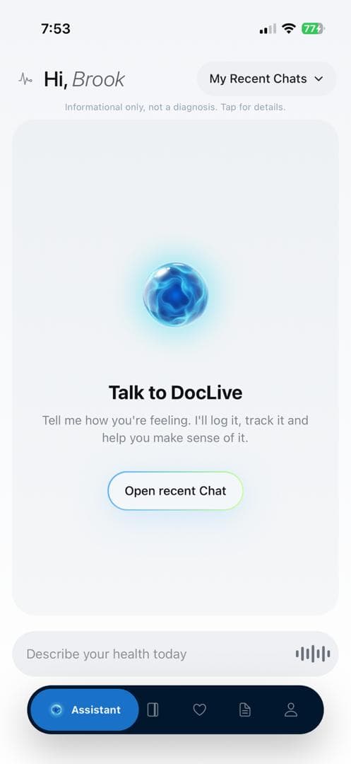 Talk to DocLive chat screen